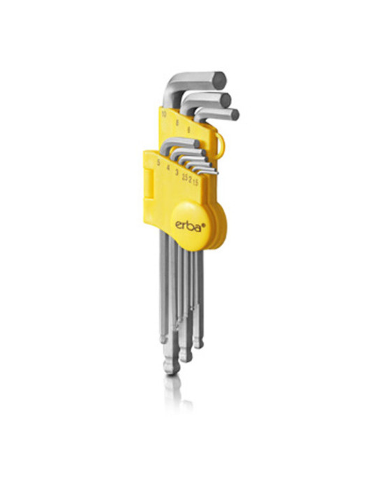 Erba imbuszkulcs készlet gömbvégű 9db-os 1,5-10mm imbusz kulcs 46010